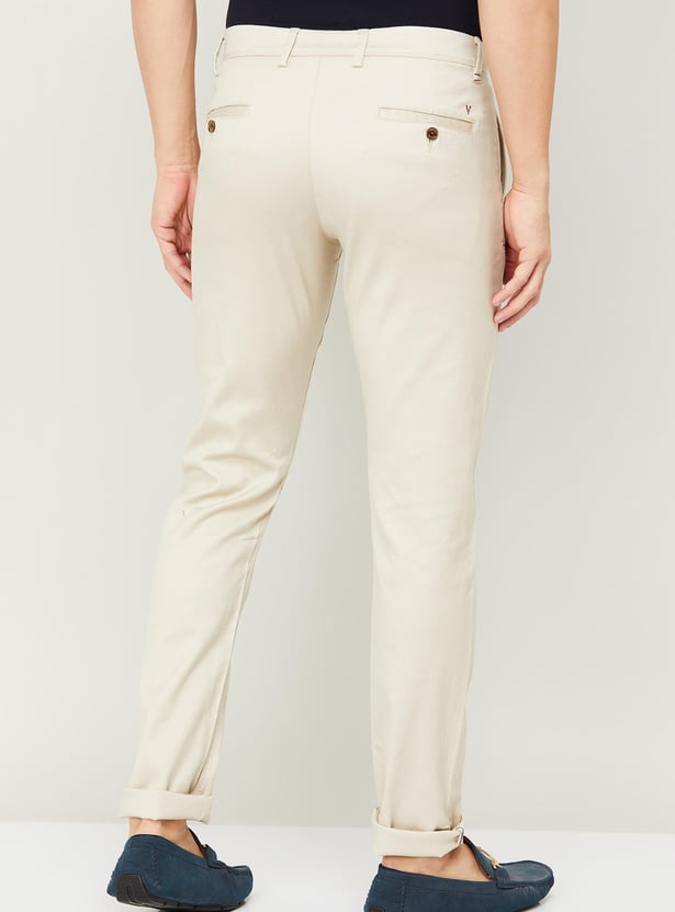VH SPORTS Men Slim Straight Flat Front Casual Trousers