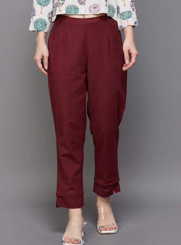 BIBA Solid Straight Pants