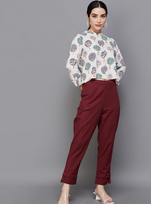 BIBA Solid Straight Pants
