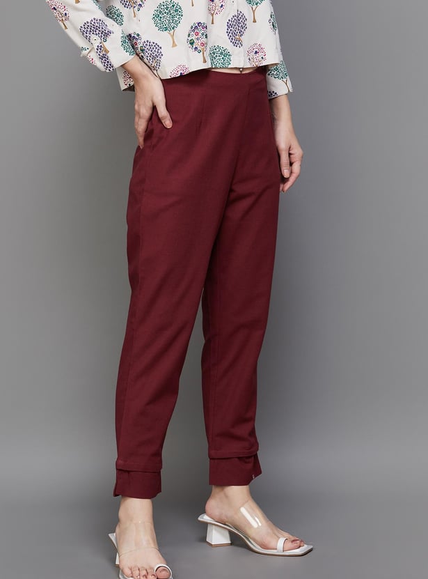 BIBA Solid Straight Pants