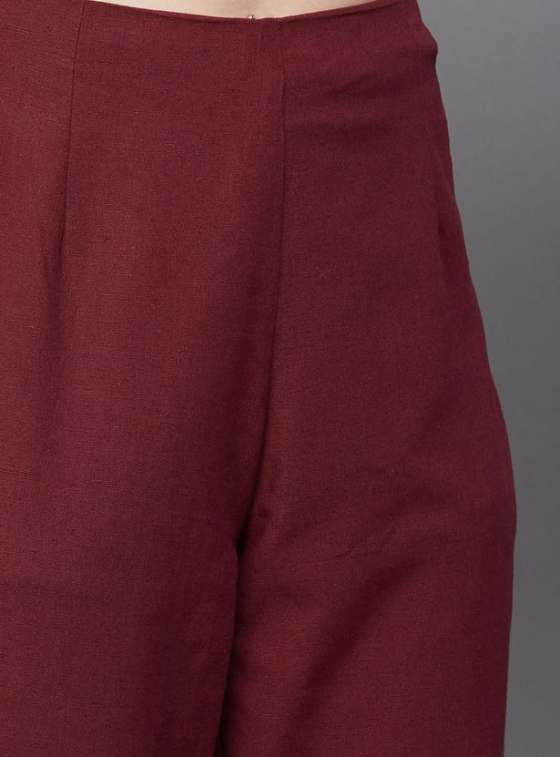 BIBA Solid Straight Pants