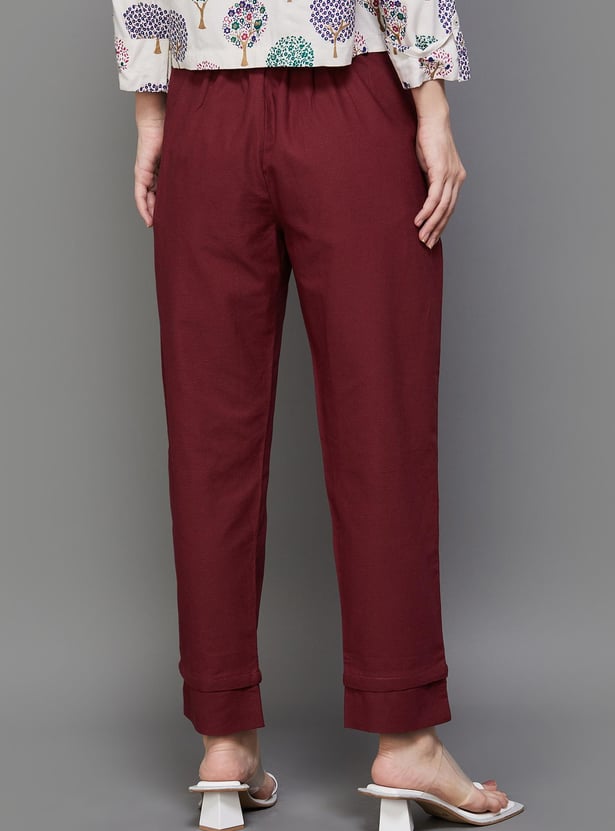 BIBA Solid Straight Pants