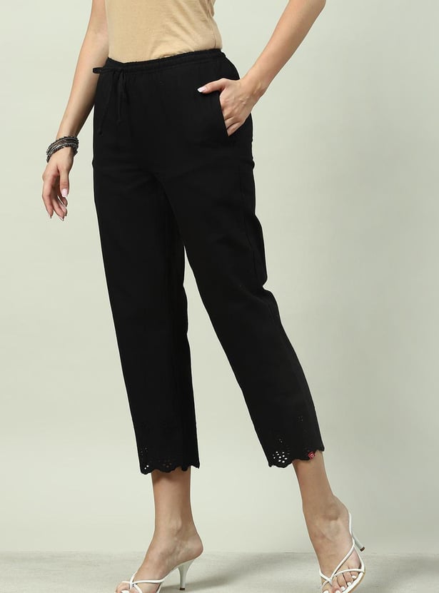 BIBA Schiffli Hem Straight Pants
