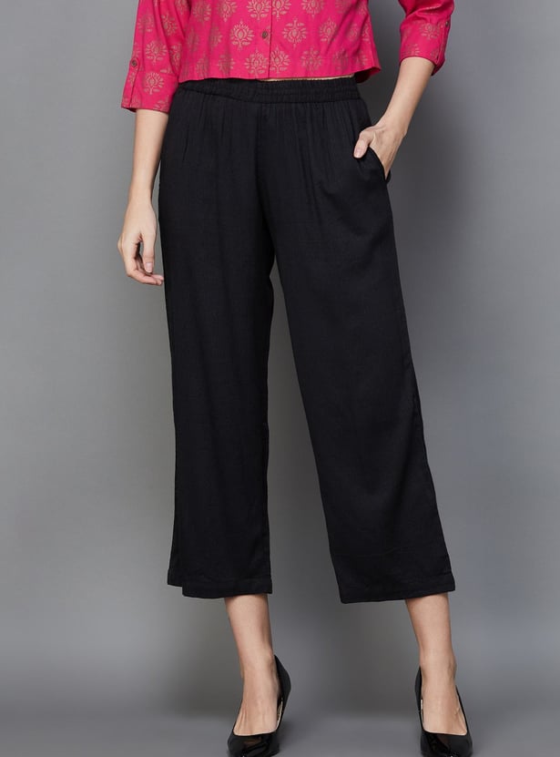 MELANGE Women Solid Elasticated Ethnic Pants