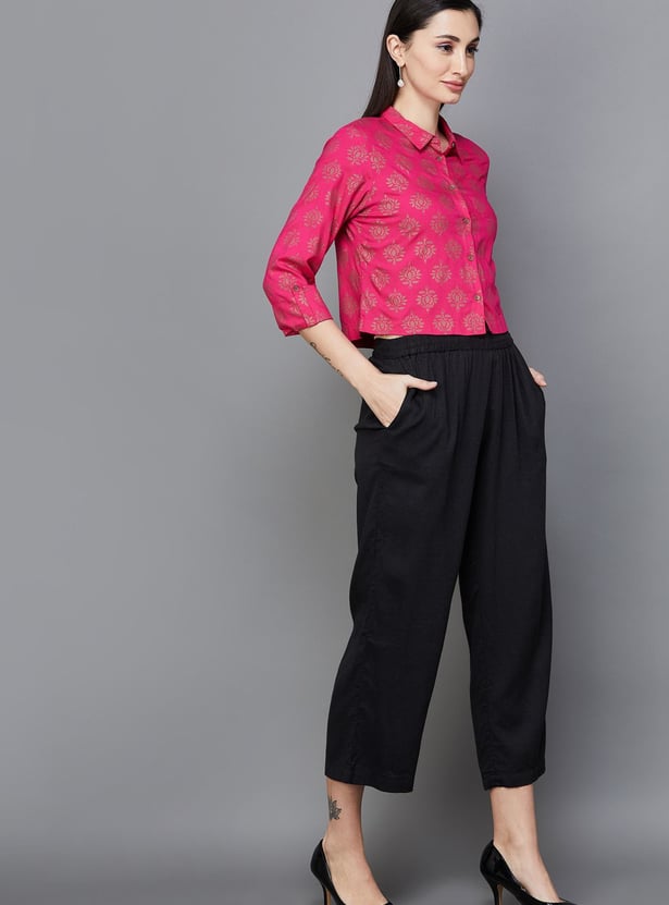 MELANGE Women Solid Elasticated Ethnic Pants