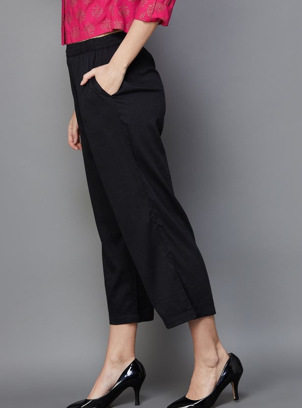 MELANGE Women Solid Elasticated Ethnic Pants