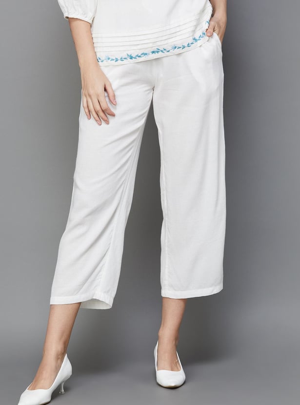 MELANGE Women Solid Elasticated Ethnic Pants