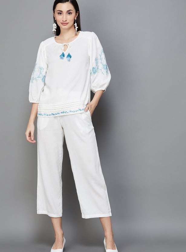 MELANGE Women Solid Elasticated Ethnic Pants