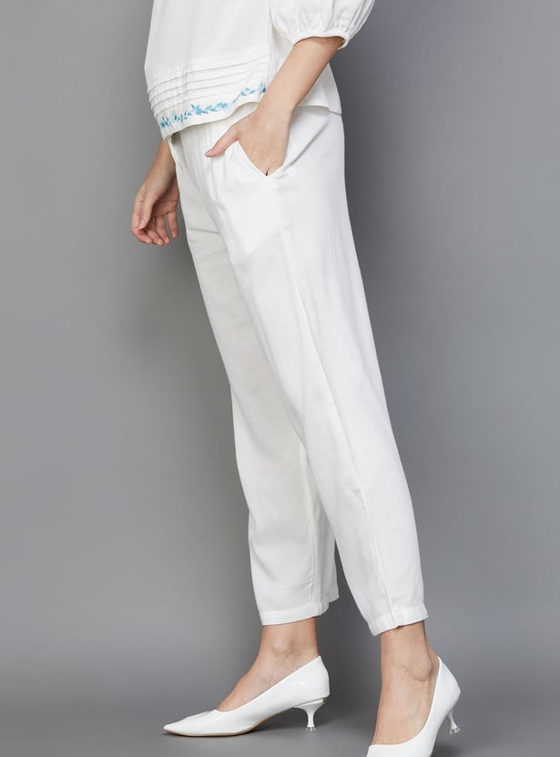 MELANGE Women Solid Elasticated Ethnic Pants