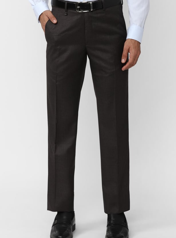 VAN HEUSEN Men Slim Tapered Flat Front Formal Trousers