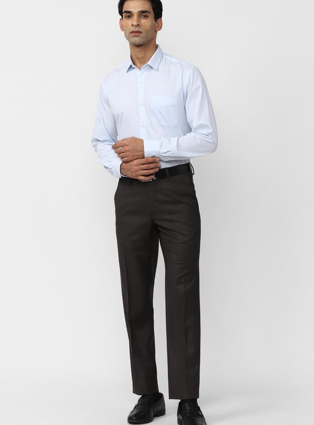 VAN HEUSEN Men Slim Tapered Flat Front Formal Trousers