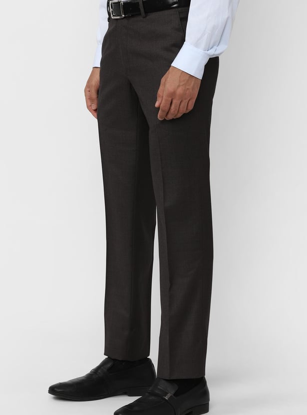 VAN HEUSEN Men Slim Tapered Flat Front Formal Trousers