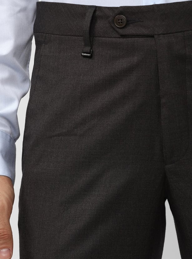 VAN HEUSEN Men Slim Tapered Flat Front Formal Trousers
