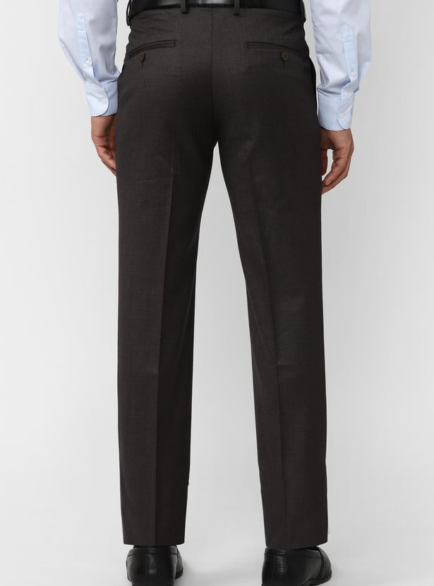 VAN HEUSEN Men Slim Tapered Flat Front Formal Trousers