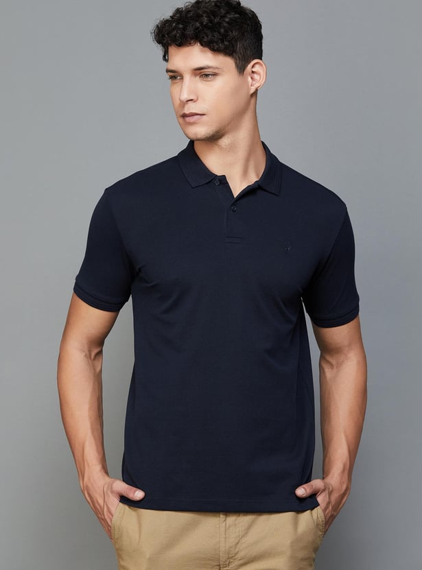 ALLEN SOLLY Men Solid Regular Fit Polo T-shirt