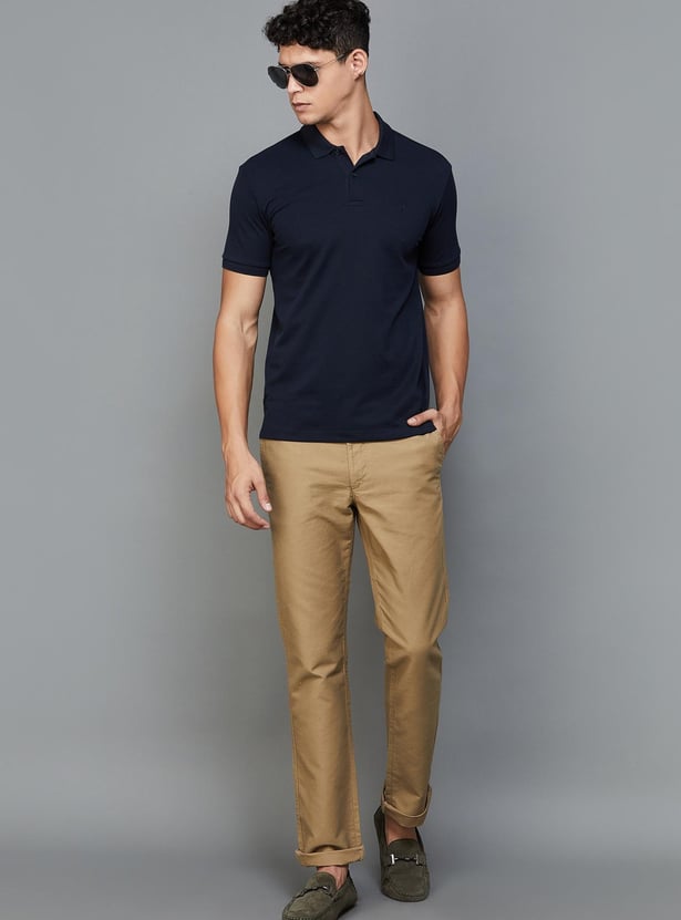 ALLEN SOLLY Men Solid Regular Fit Polo T-shirt