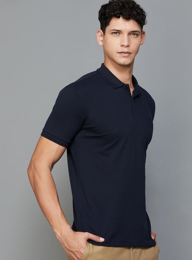 ALLEN SOLLY Men Solid Regular Fit Polo T-shirt