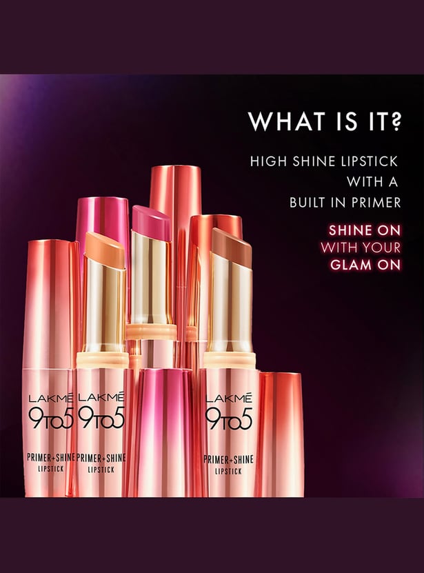 LAKME 9 to 5 Primer + Shine Lipstick - SP1 Pink Rose - 3.6g