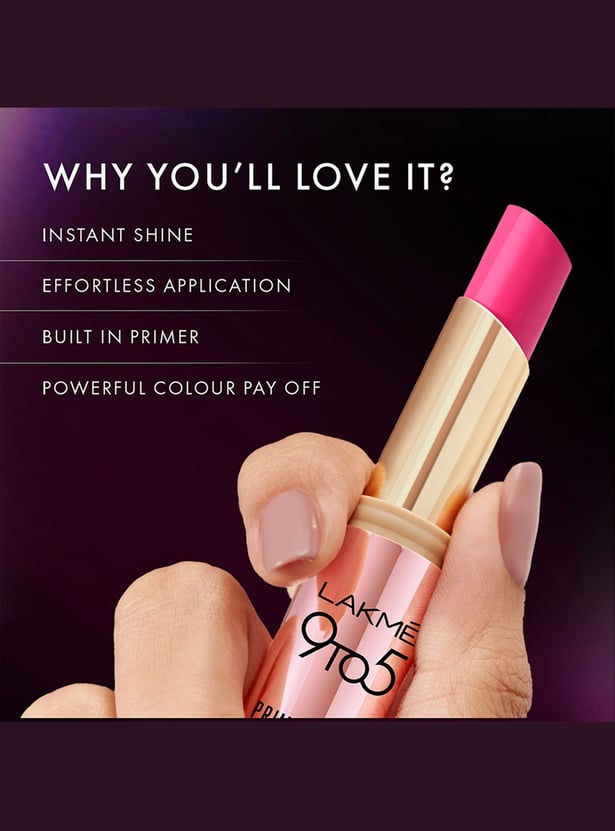 LAKME 9 to 5 Primer + Shine Lipstick - SP1 Pink Rose - 3.6g