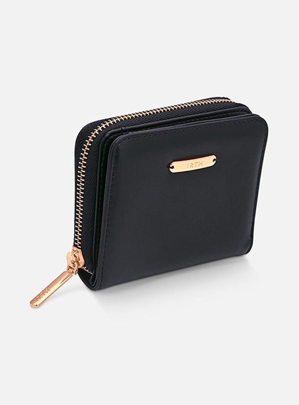 IRTH Women Solid Zip-Around Mini Wallet
