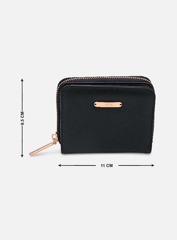 IRTH Women Solid Zip-Around Mini Wallet