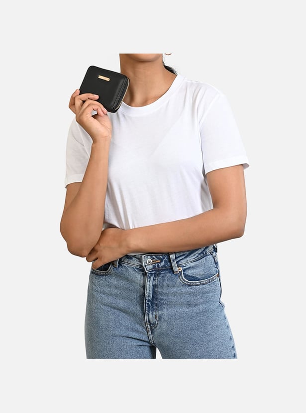 IRTH Women Solid Zip-Around Mini Wallet