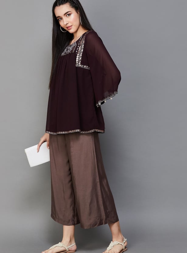 MELANGE Women Solid Flared Palazzos