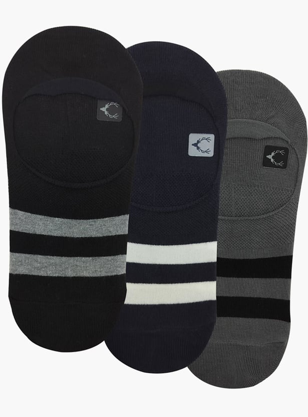 ALLEN SOLLY Men Striped No-Show Socks - Pack of 3