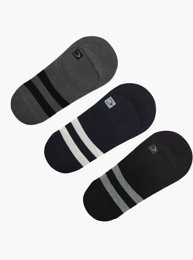 ALLEN SOLLY Men Striped No-Show Socks - Pack of 3