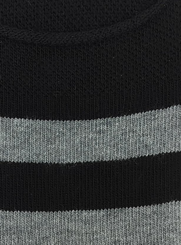 ALLEN SOLLY Men Striped No-Show Socks - Pack of 3
