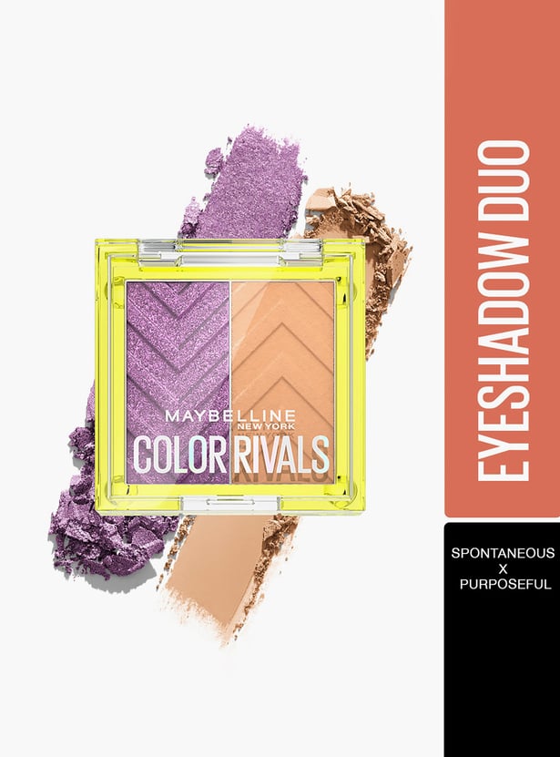 MAYBELLINE NEW YORK Color Rivals Longwear Duo Eyeshadow Palette- Spontaneous X Purposeful - 3gm
