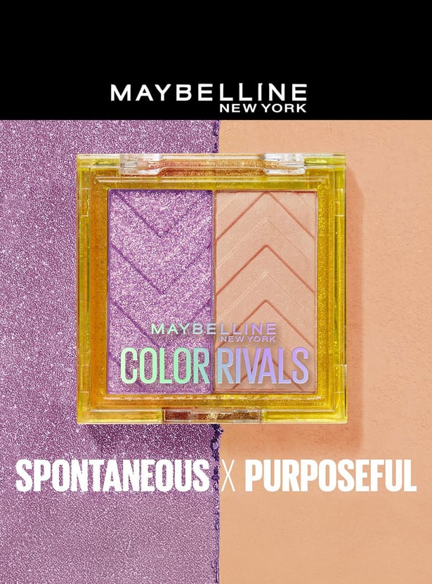 MAYBELLINE NEW YORK Color Rivals Longwear Duo Eyeshadow Palette- Spontaneous X Purposeful - 3gm