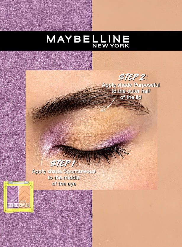 MAYBELLINE NEW YORK Color Rivals Longwear Duo Eyeshadow Palette- Spontaneous X Purposeful - 3gm