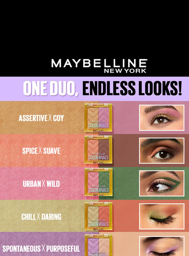 MAYBELLINE NEW YORK Color Rivals Longwear Duo Eyeshadow Palette - Spicy X Suave - 3gm
