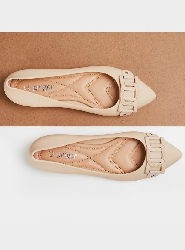 GINGER Women Buckle-Tie Detailed Ballerinas