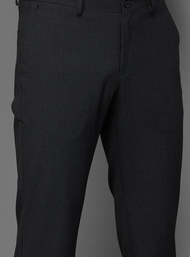 BLACKBERRYS Men Solid Slim Straight Fit Formal Trousers