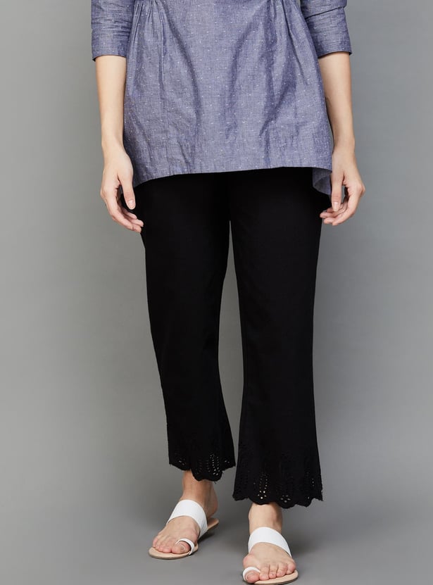 BIBA Women Solid Straight Pant