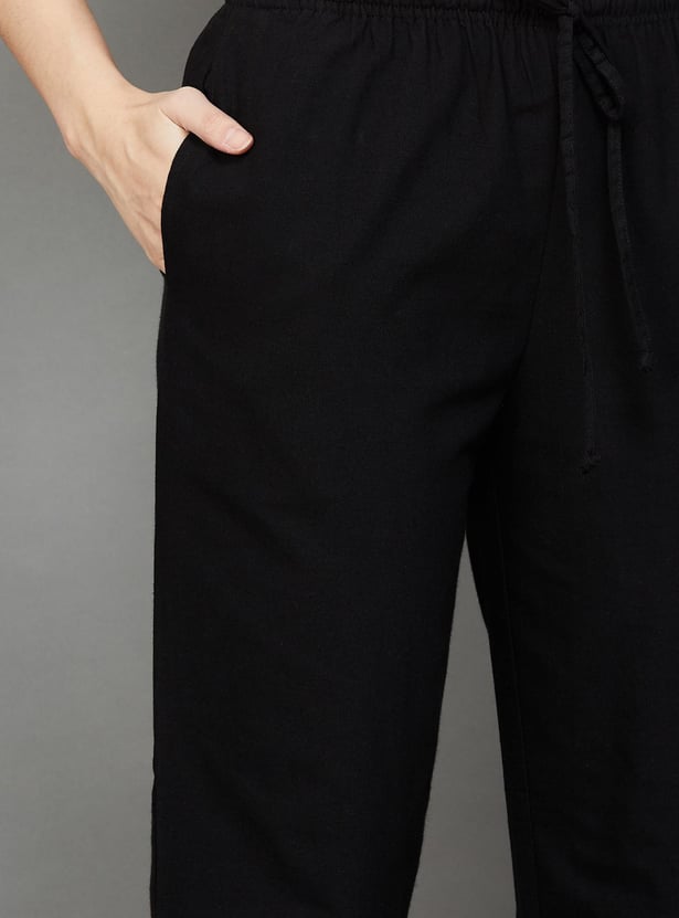 BIBA Women Solid Straight Pant