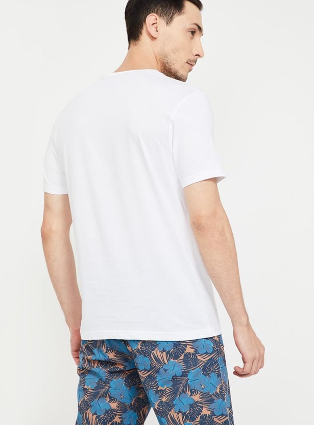 FAME FOREVER Solid V- Neck Regular Fit T- Shirt