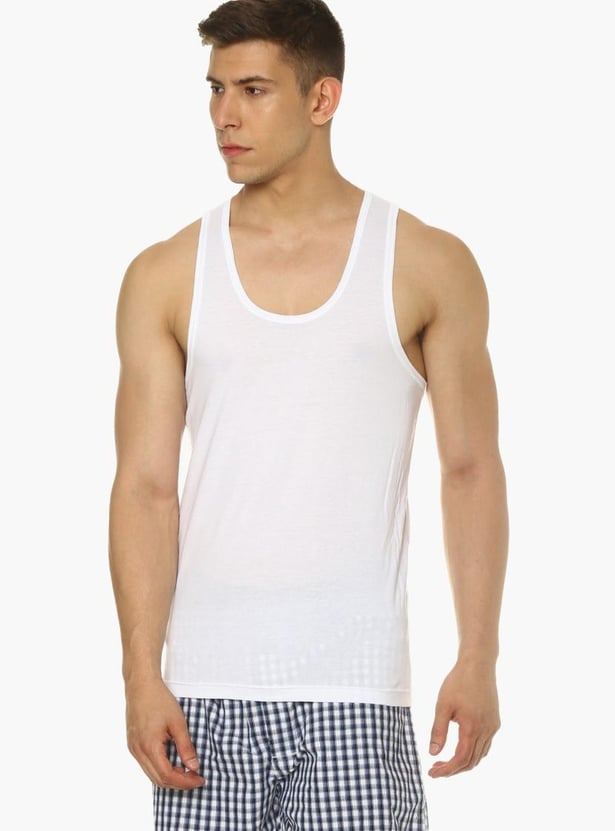 VAN HEUSEN All Day Fresh Combed Cotton Vest - Pack Of 2