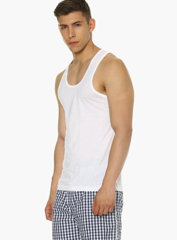 VAN HEUSEN All Day Fresh Combed Cotton Vest - Pack Of 2