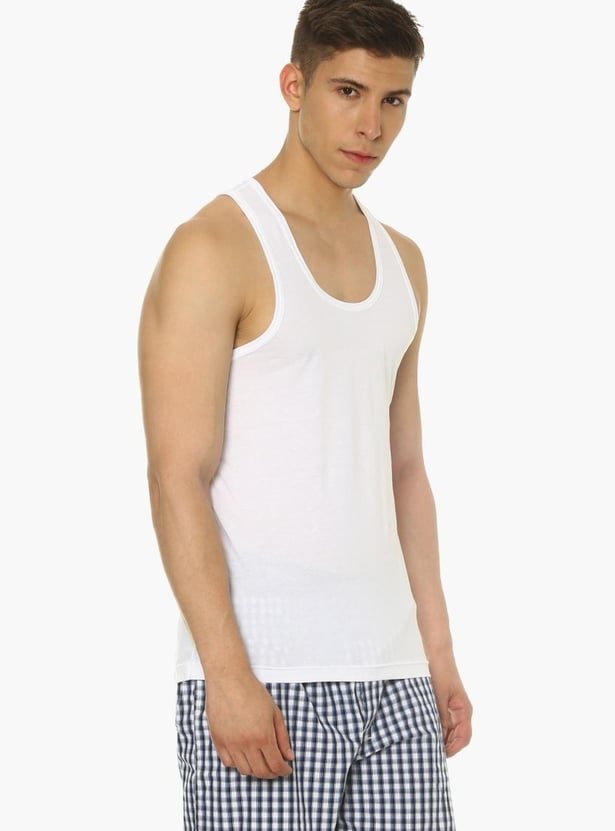 VAN HEUSEN All Day Fresh Combed Cotton Vest - Pack Of 2