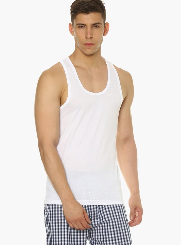 VAN HEUSEN All Day Fresh Combed Cotton Vest - Pack Of 2