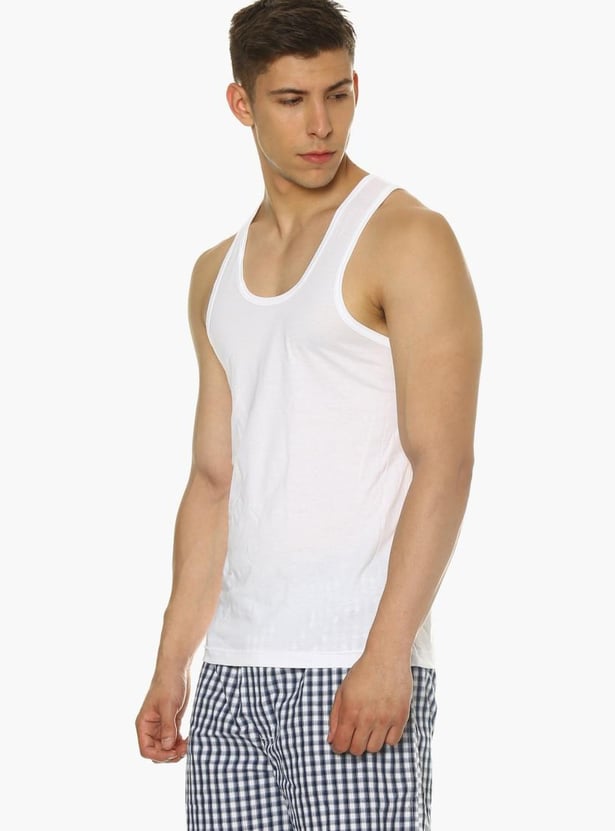 VAN HEUSEN All Day Fresh Combed Cotton Vest - Pack Of 2