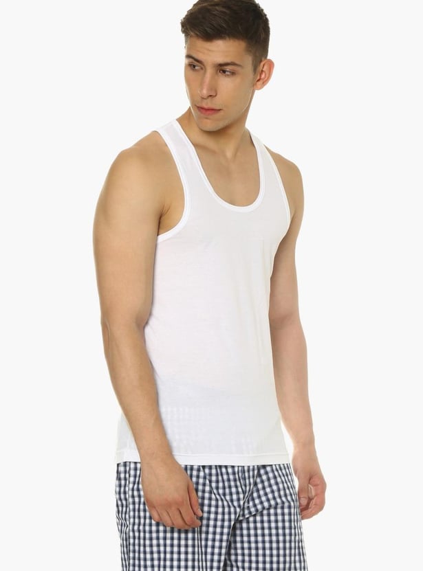 VAN HEUSEN All Day Fresh Combed Cotton Vest - Pack Of 2