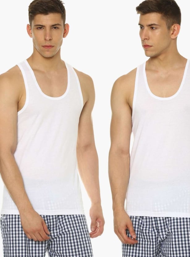 VAN HEUSEN All Day Fresh Combed Cotton Vest - Pack Of 2