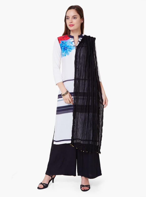 MELANGE Solid Scrunched Dupatta