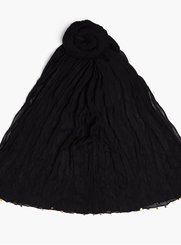 MELANGE Solid Scrunched Dupatta