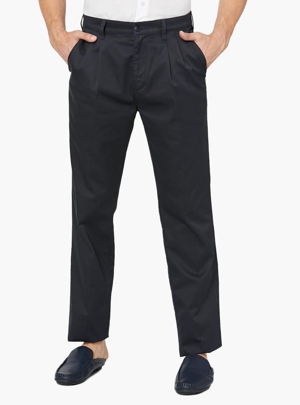 COLORPLUS Solid Low Rise Regular Fit Diet Chinos