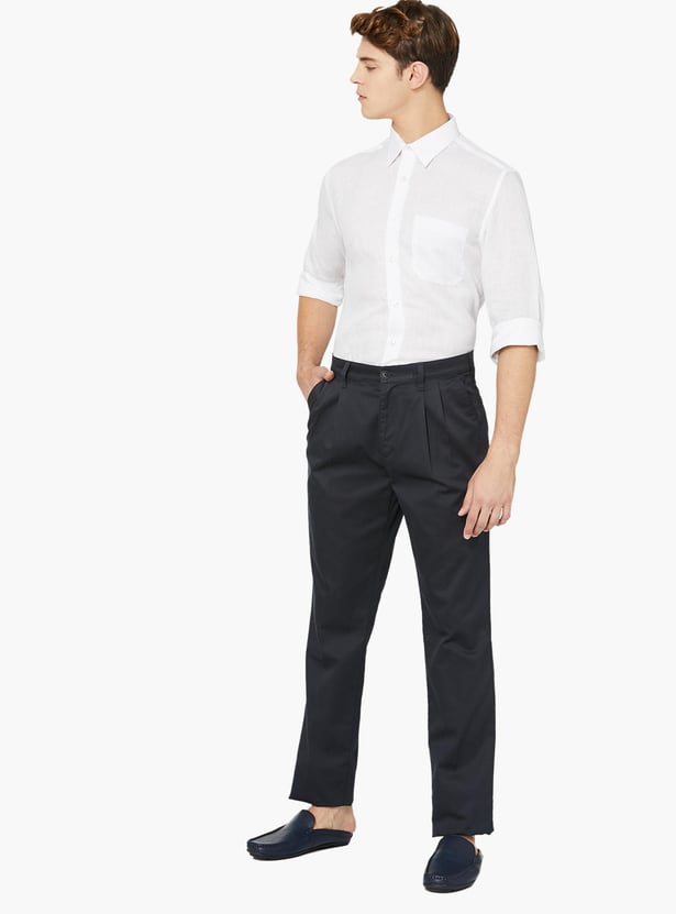 COLORPLUS Solid Low Rise Regular Fit Diet Chinos